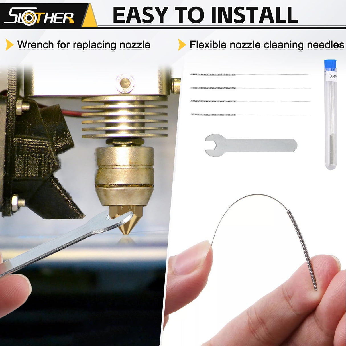 26pcs MK8 Nozzles Multi Size, 3D Printer Brass Hotend Nozzles 0.2mm/0.3mm/0.4mm/0.5mm/0.6mm/0.8mm/1.0mm with DIY Tools Compatible with Neptune 3 Series and More Slother