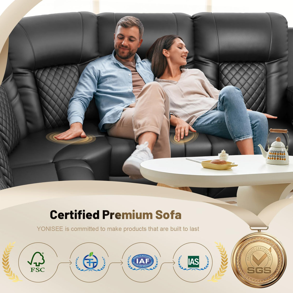 YONISEE Recliner Sectional Sofa, 5 Seats L-Shape Manual Reclining Sofa with Console & Flip Backrest Design, Storage Drawer, USB Ports, 2 Cell Phone Holder, Sofa Couch for Home Theater YONISEE