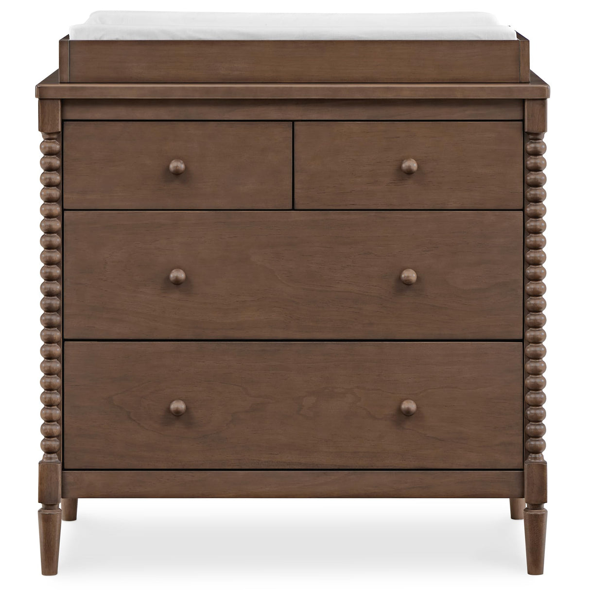 Delta Children Saint 4 Drawer Dresser with Changing Top and Interlocking Drawers, Teak Brown Delta Children