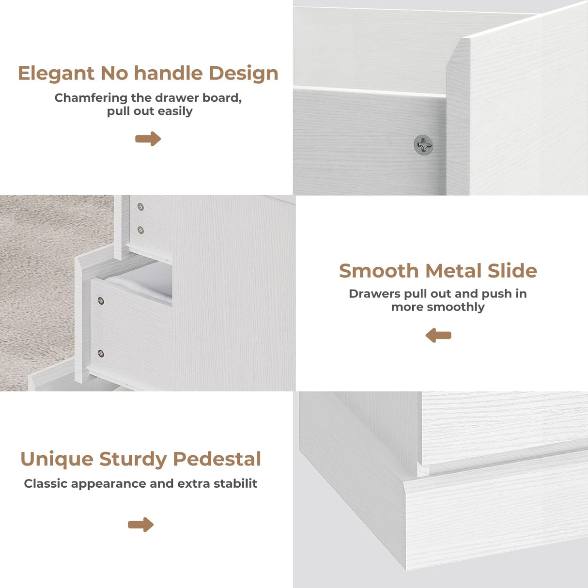 EPHEX 6 Drawer Dresser, Black Chest of Drawers, Storage Tower Clothes Organizer Closet, Double Dresser for Bedroom, Living Room, Entryway, 51.6''H x 15.7''W x 29.3''H White EPHEX