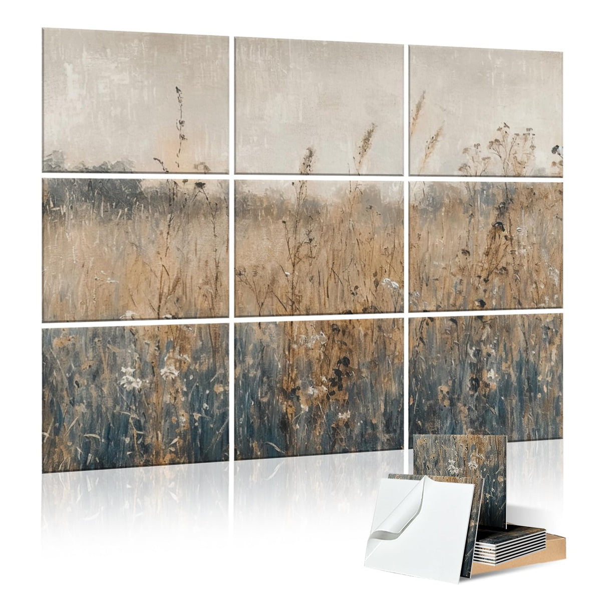 ENSEPST 9 Pack Wall Art Acoustic Panels,48" X 36"Sound Absorbing Panels, Decorative Sound Dampening Panels, Acoustic Treatment for Studio Home and Office (time) ENSEPST