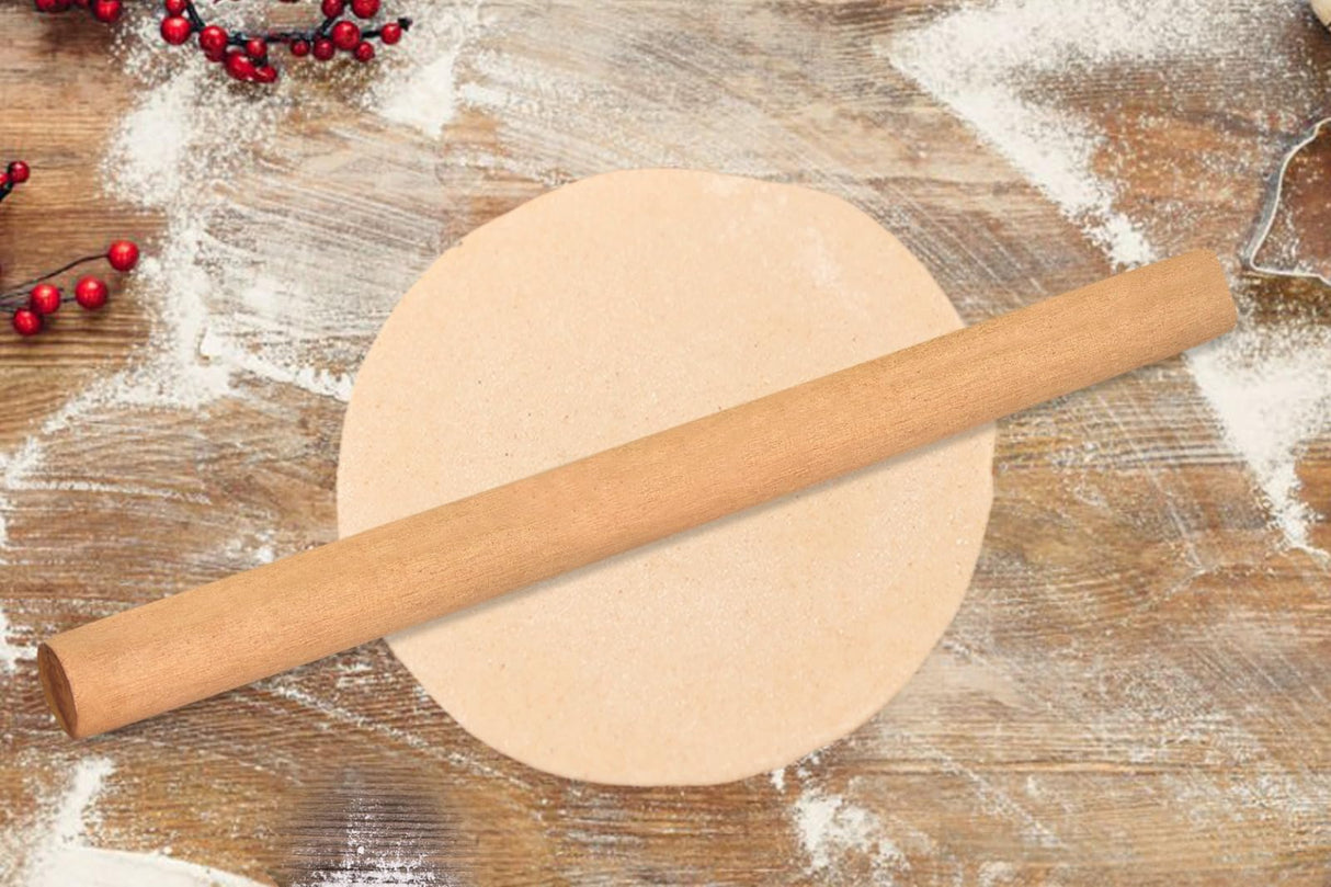 French Wood Baking and Pastry Rolling Pin – 15.35" Long x 1.18" Diameter for Pizza, Pie, Cookie Dough, and Much More Generic