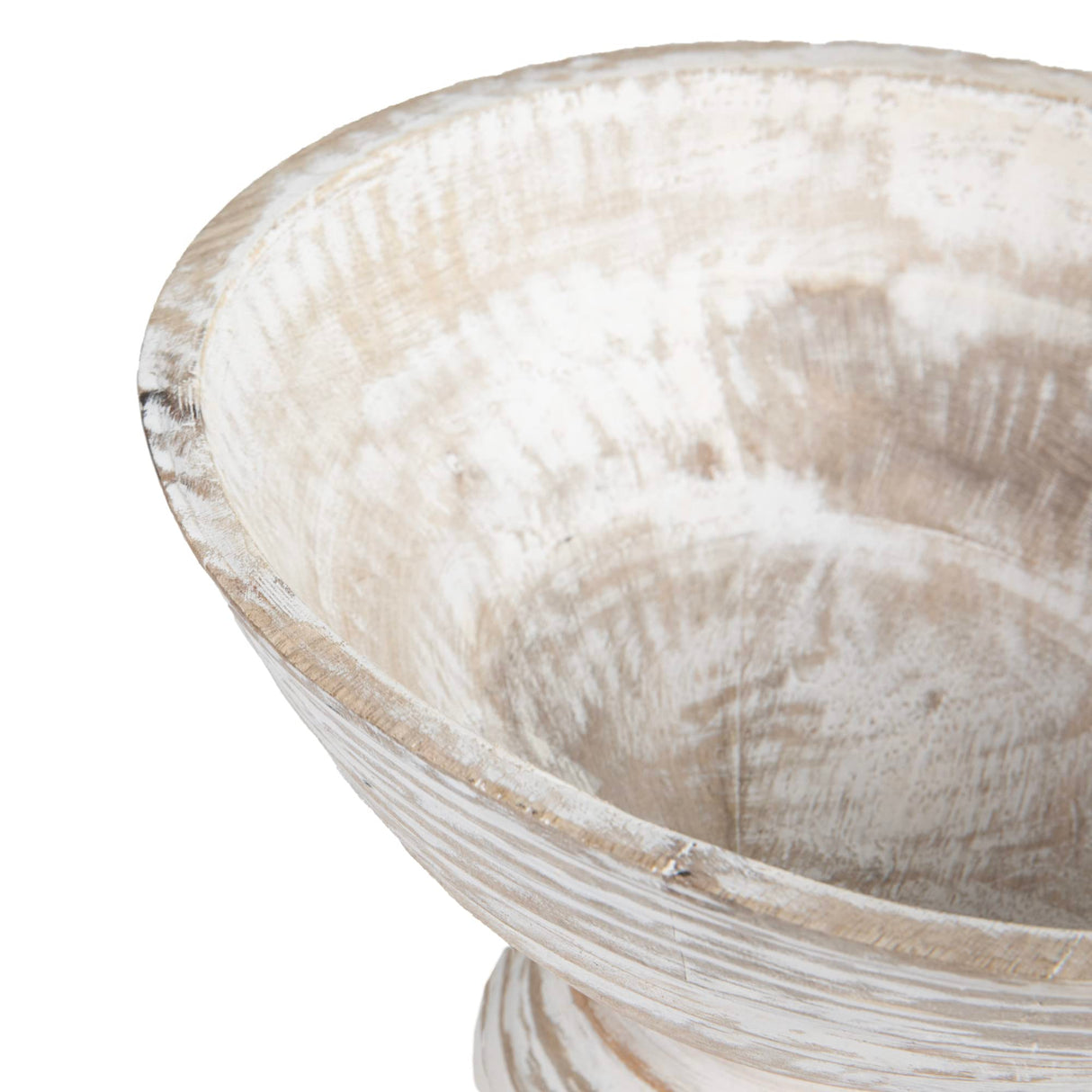 Creative Co-Op Boho Wood Pedestal Serving, White Wash Finish Bowl Creative Co-Op