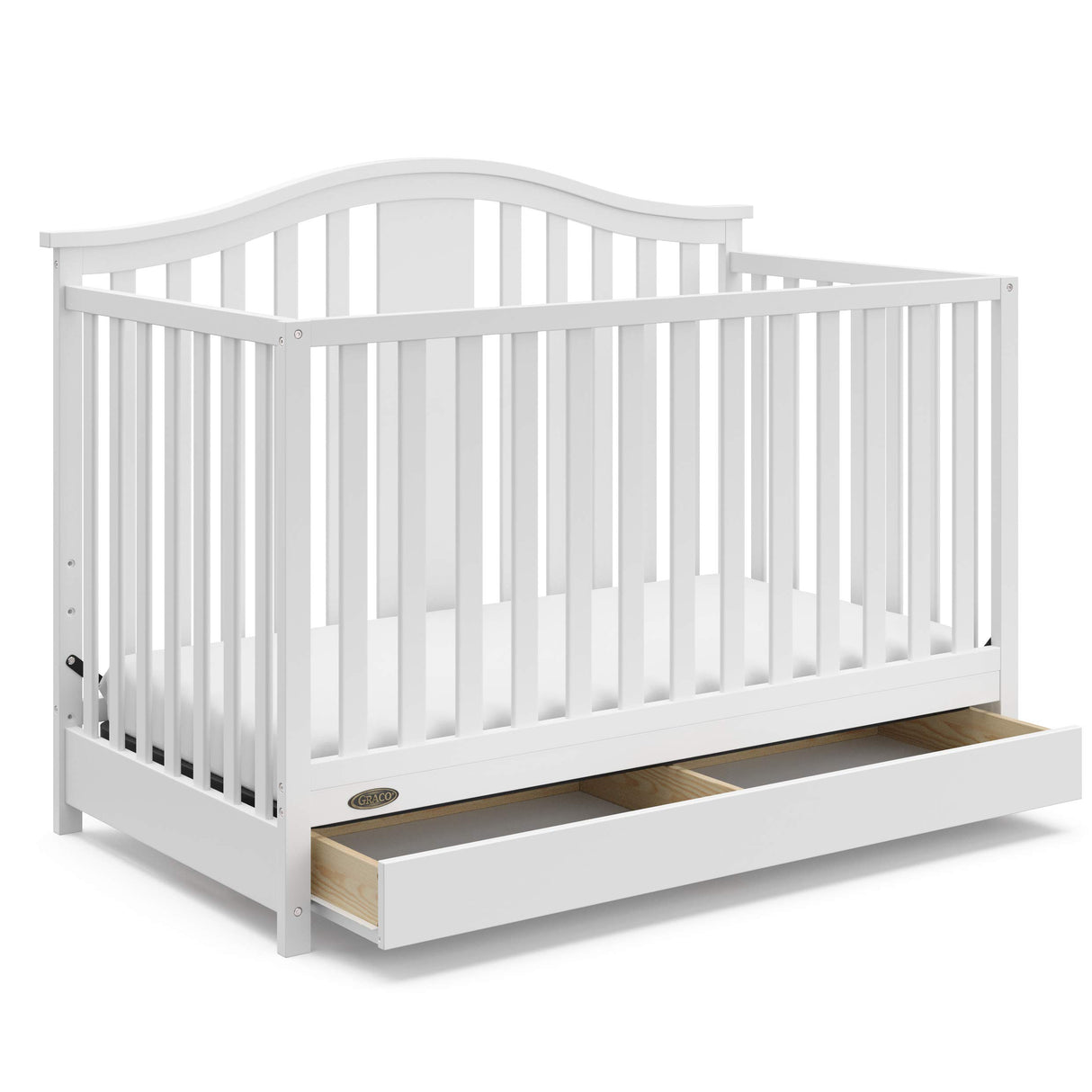 Graco Solano 4-in-1 Convertible Crib with Drawer Combo (White) – GREENGUARD Gold Certified, Includes Full-Size Nursery Storage Drawer, Converts to Toddler Bed and Full-Size Bed Graco