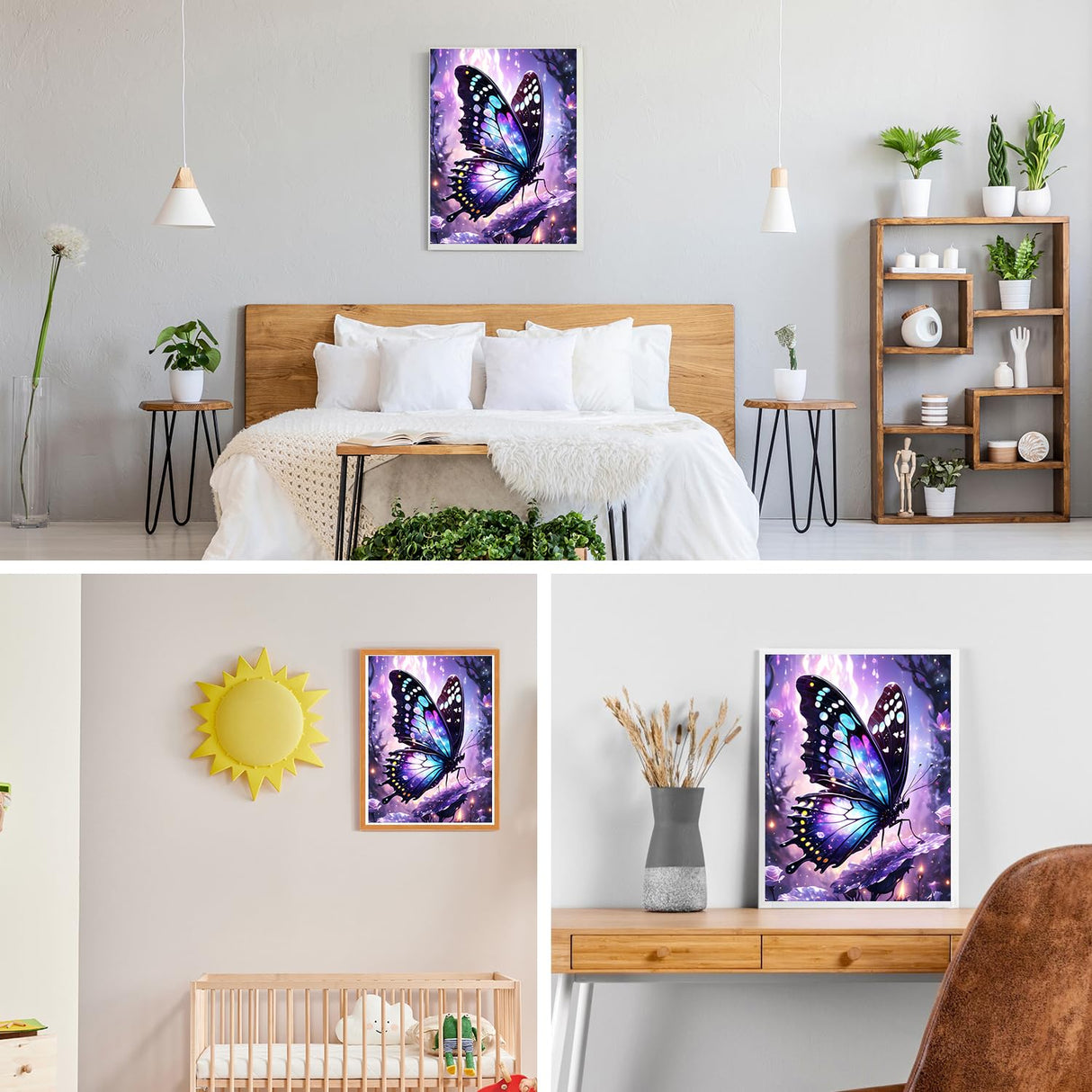 GDYEEH DIY 5D Fantasy Butterfly Diamond Art Kits, Round Full Drill Dreamland Diamond Painting Picture, Flowers Butterfly Painting by Numbers Art Kits for Adults Beginners Home Wall Decor 12x16 inch GDYEEH