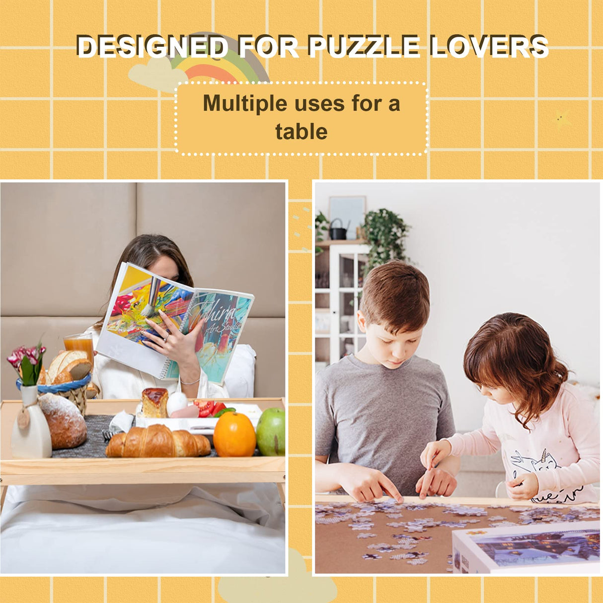 Puzzle Board 1500 Pieces,34.3”x 26.5” Jigsaw Puzzle Table with 4 Drawers and Cover,Portable Puzzle Table with Folding Legs for Adults and Teens RAGOZONERY