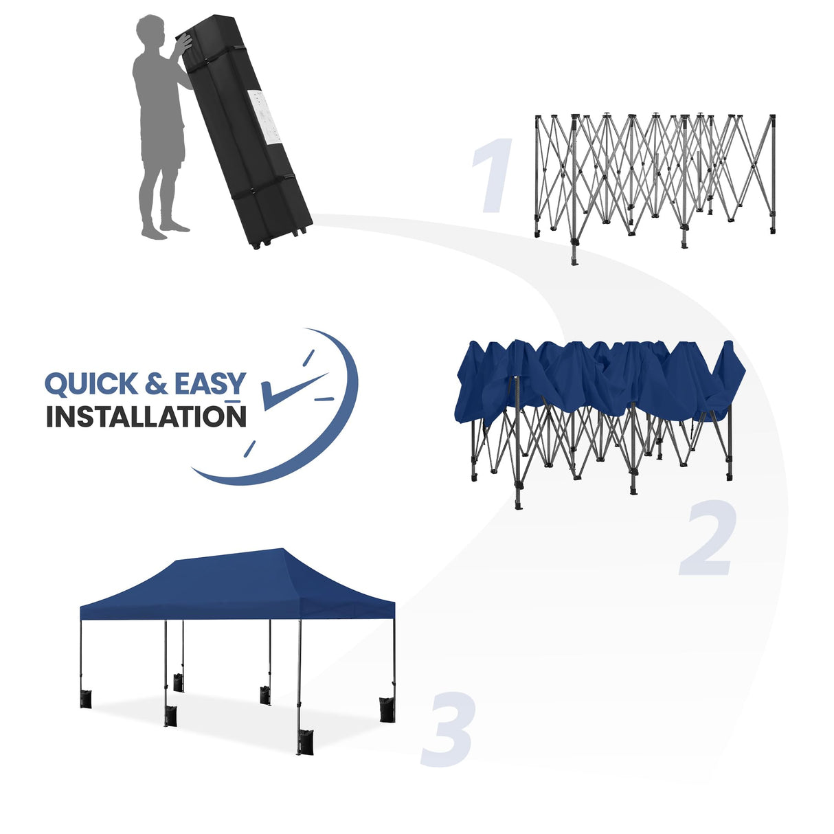 Yaheetech Heavy Duty Pop Up Canopy Tent, 10x20 Commercial Instant Shelter Tent for Wedding, Parties, Adjustable Outdoor Canopy with Wheeled Carry Bag, 6 Sandbags & 10 Stakes, Navy Blue Yaheetech