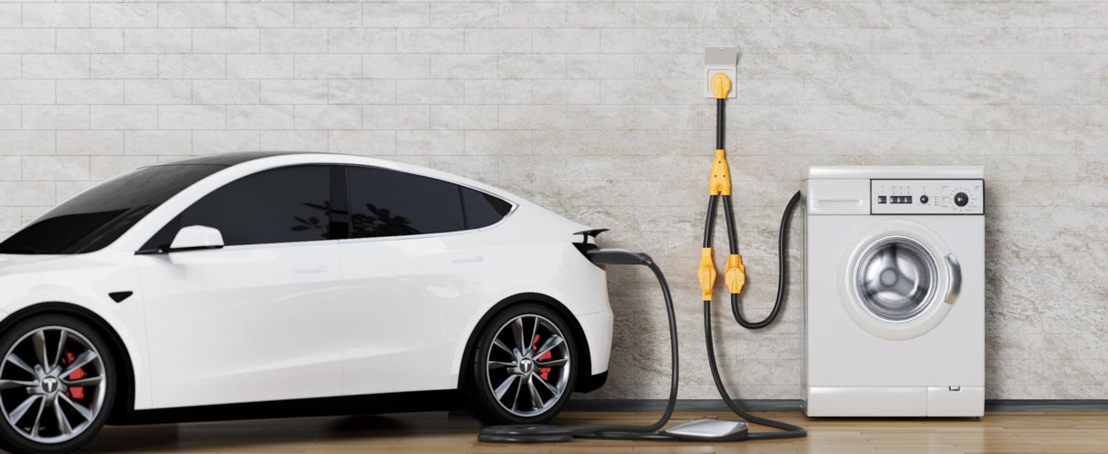 MECMO 30 Amp Dryer Y Splitter to RV/EV, NEMA 14-30P to 14-50R / 14-30R Splitter Power Cord Adapter, Dryer 4-Prong 30 AMP Y Adapter Cable for EV RV Car Charging at Dryer Outlet 250V, STW 10 AWG, 2ft MECMO