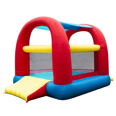 Banzai Bounce ’N’ Slide Cool Canopy Inflatable Indoor Outdoor Bounce House with Slide and Blower