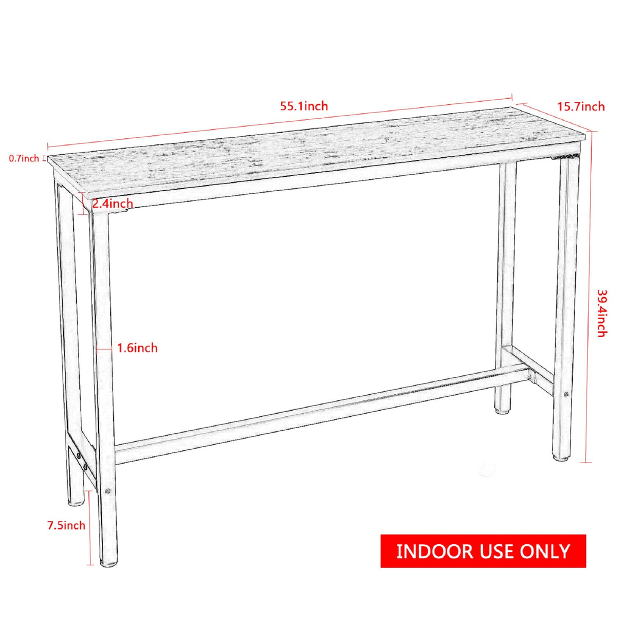 Mr IRONSTONE 53" Bar Table White Marble Industrial Pub Dining Height Table Bistro Table (Indoor USE ONLY) Mr IRONSTONE