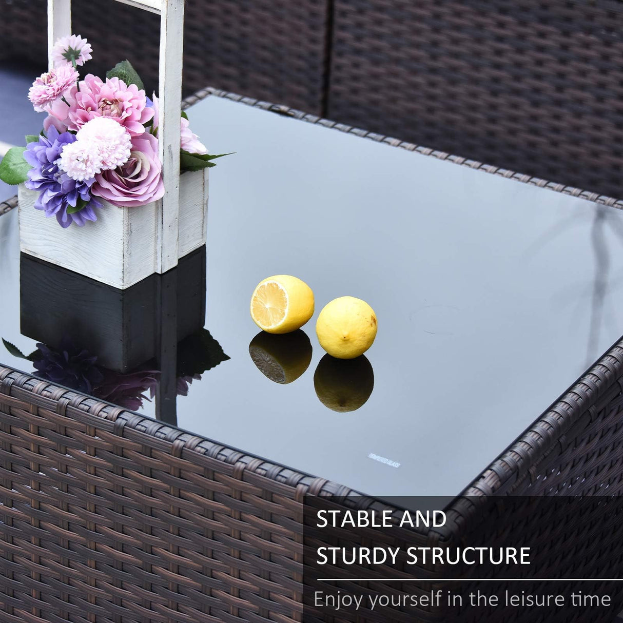 Gotland 7-Piece Outdoor Patio Furniture Set - All-Weather PE Rattan Sectional Wicker with Replaceable Khaki Waterproof Cushions & Coffee Table Gotland