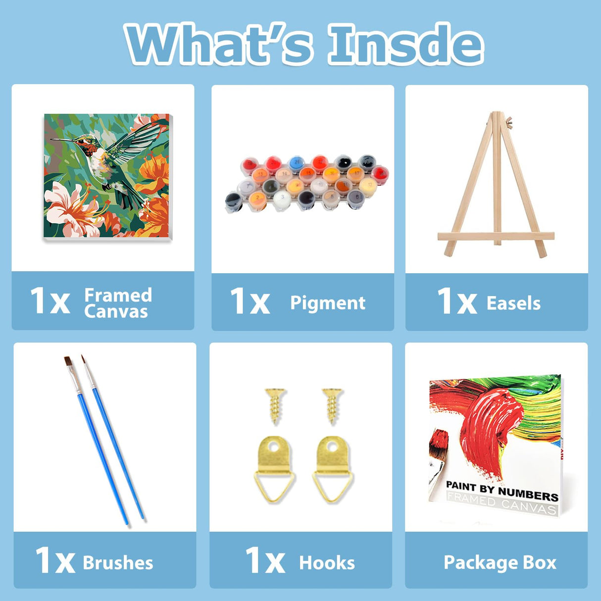 Hummingbird Paint by Numbers Kit for Adults Beginner, Bird Paint by Numbers with Frame and Easel, DIY Crafts Painting by Number for Gift Home Wall Decor 9.84x9.84 inch hkejoi