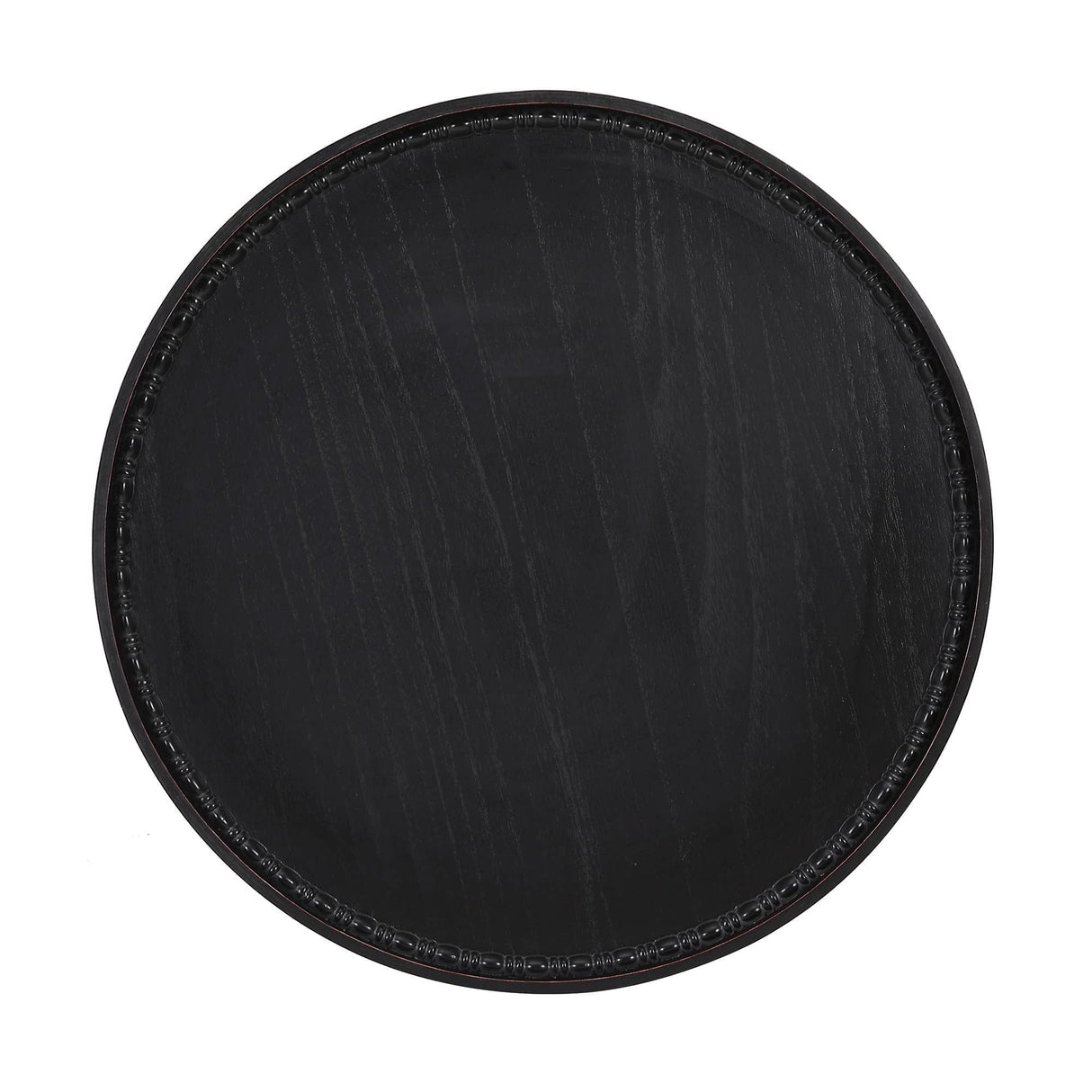 Wnutrees Farmhouse Round Accent End Table, Rustic Side Table Nightstands for Living Room Bedroom, Wood Tray Top, Handcrafted Finish, Set of 2, Black Wnutrees