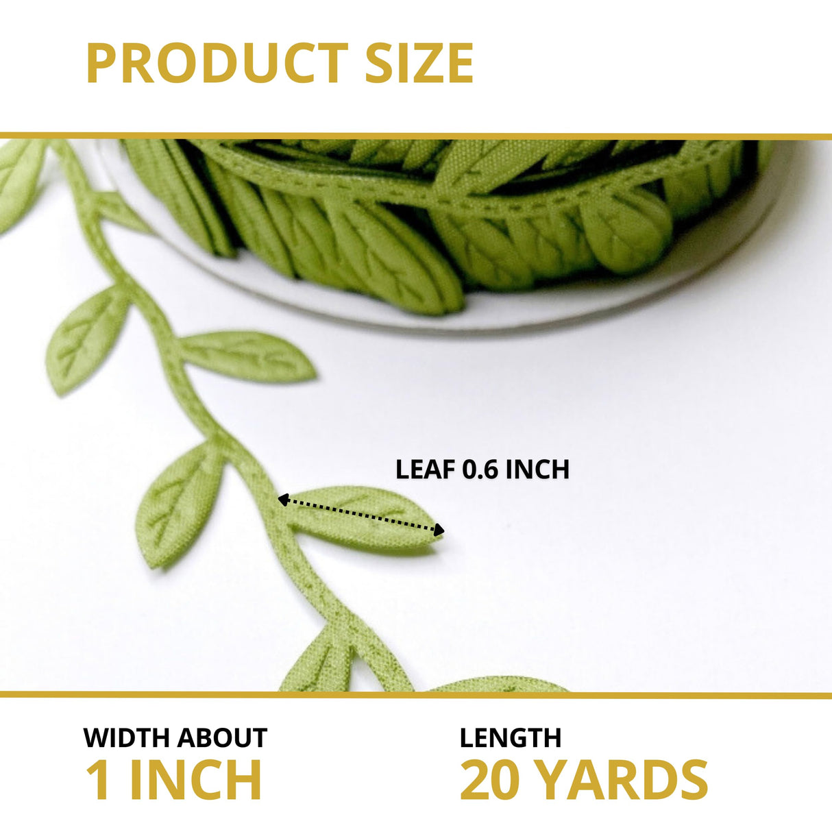 Leaf Ribbon 20 Yard Fabric Ribbons Roll Green Leaf Tape 1" Width Artificial Olive Trim Tape for Gift Wrapping Craft DIY Killer's Instinct Outdoors