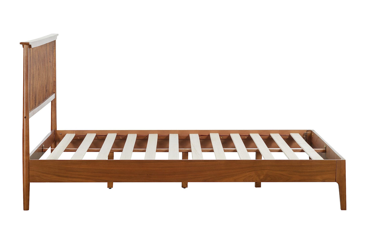 NTC Ruby Wooden Bed Frame with Headboard, Crafted from Walnut, Rubber Wood with Silent Slats and Wood Central Supports, 1000 Lb Capacity, Effortless Assembly, King - Dark Walnut NTC