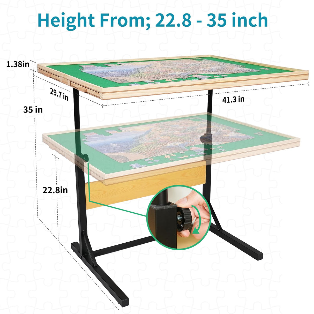 BuilderButler 2000pcs Puzzle Table with Legs,40.16"x28.5"Wooden Jigsaw Puzzle Board with 4 Drawers & Cover,Height Adjustment & Weight optimization BuilderButler