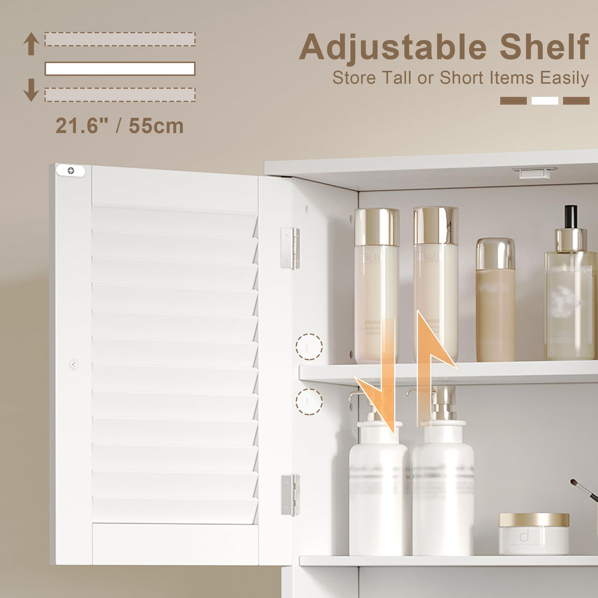 ChooChoo Medicine Cabinet, Bathroom Wall Cabinet, 2 Doors Over The Toilet Space Saver Storage Cabinet with Large Space, White ChooChoo