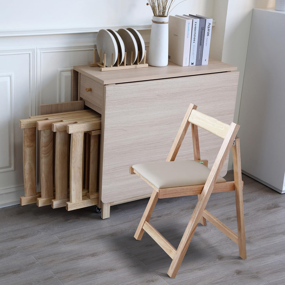 COMUHOME Folding Dining Chairs with Padded Seat Lightweight sillas para Fiestas,2 Pack Folding Chair for Dinner,Party Wedding,Picnic Event, 196LB Weight Capacity(Wood) COMUHOME