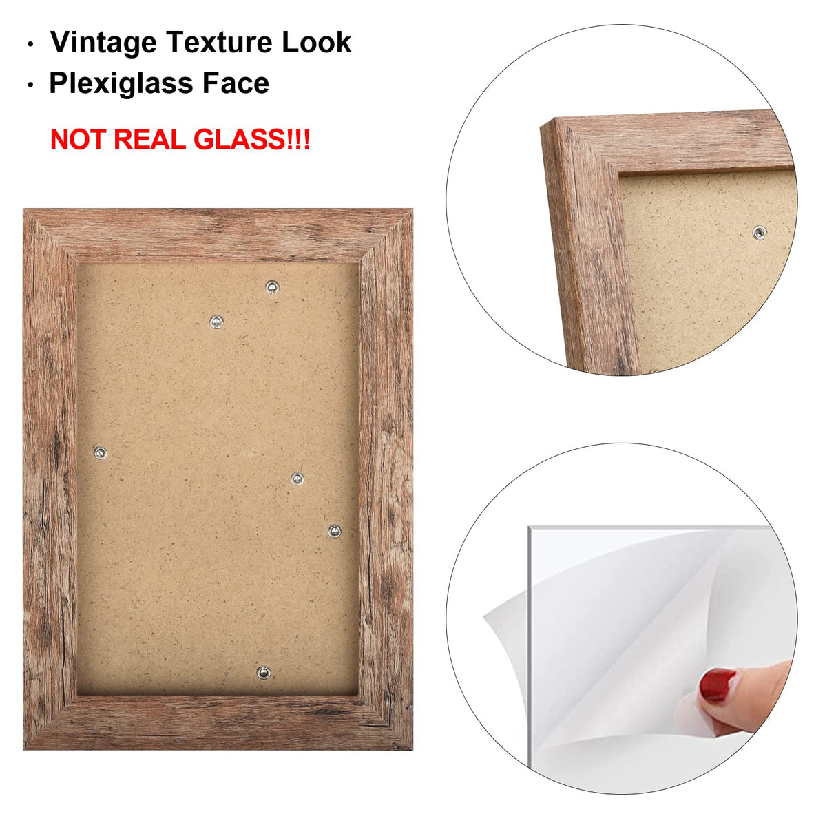 TOFOREVO Picture Frames 4x6 Set of 2 Rustic Wood Grain Photo Frame for Gallery Wall Mounting or Tabletop Display TOFOREVO