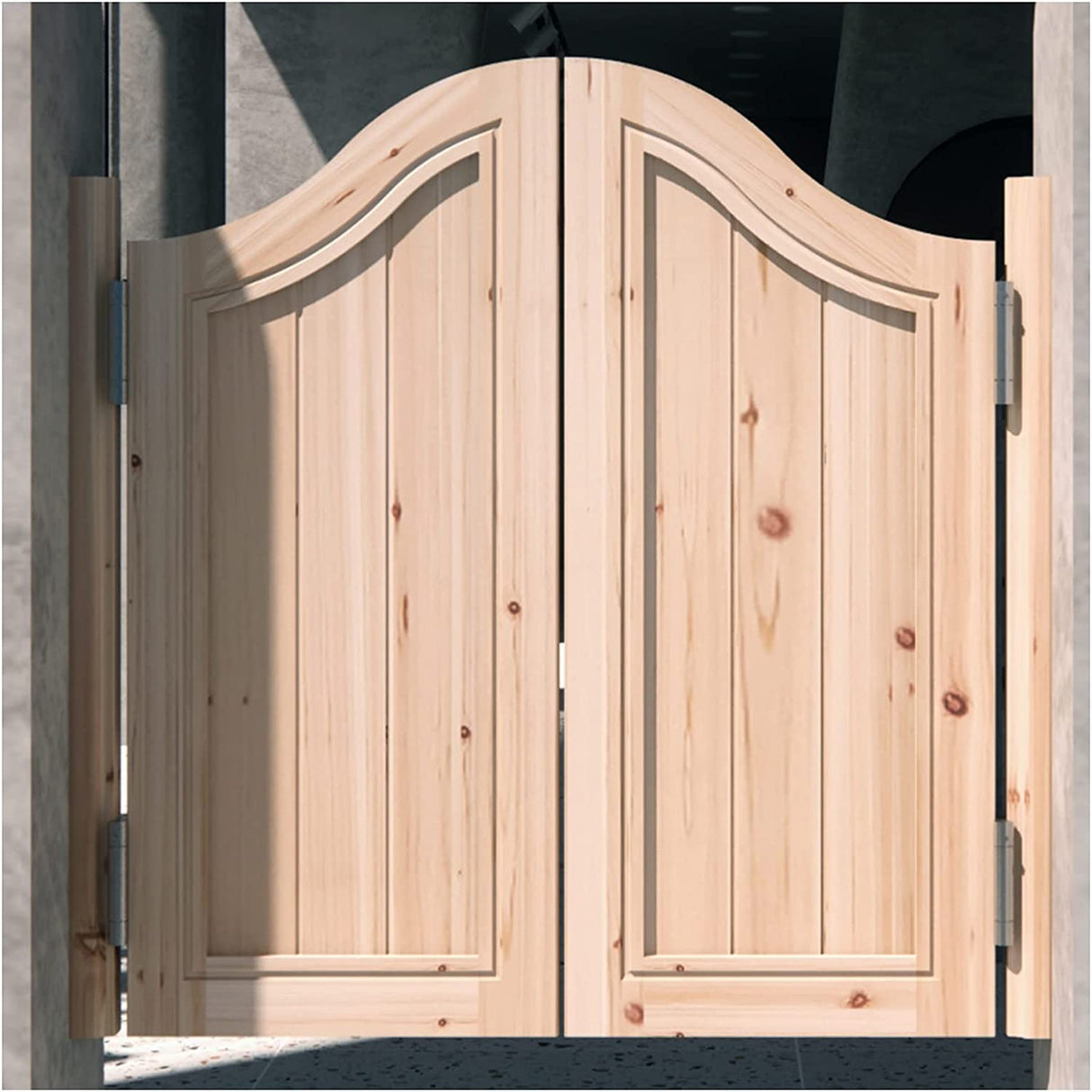 FUYAO Natural Solid Wood Louvered Saloon Swing Door, 105cmWidthx70cmHigh Handmade Cafe Swinging Door with Metal Hinges, Two-Way Open Partition Door for Kitchen Balcony FUYAO