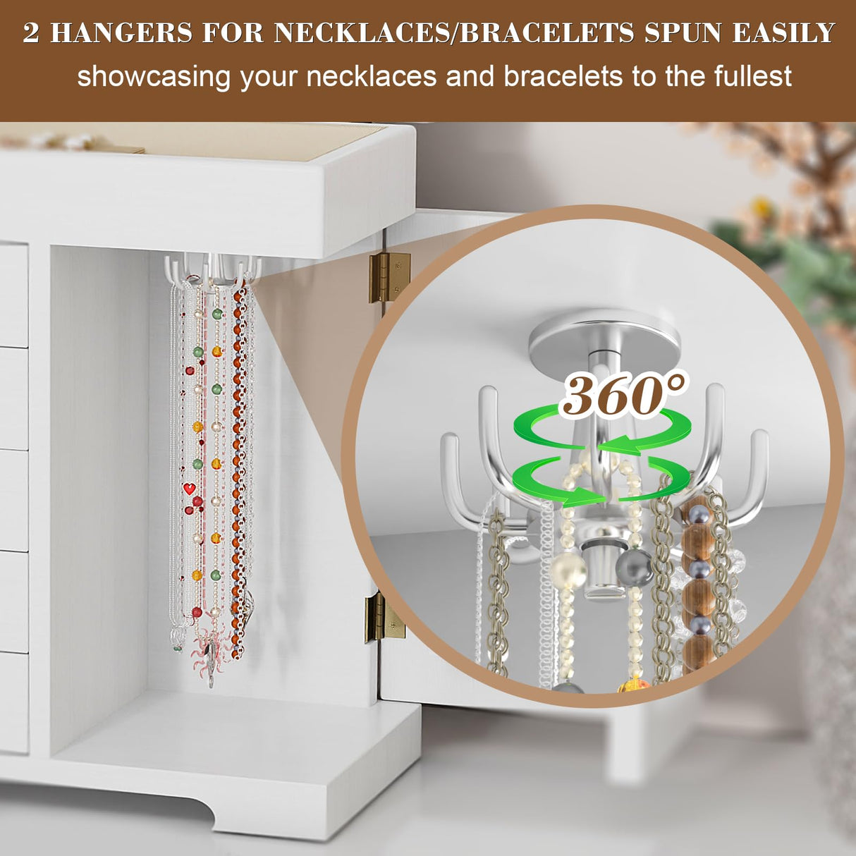 Miratino Jewelry Box for Women Girls, Wooden Jewelry Organizer Box with Mirror, 5 Layer Jewelry Storage Case Display for Necklaces Earrings Rings Bracelets Valentine's Day Gifts Miratino