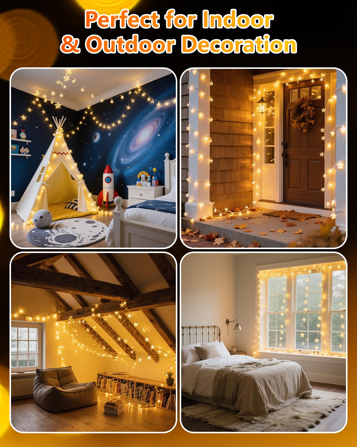 Twinkle Star 100 LED Star String Lights, 33FT Plug in Fairy String Lights Waterproof, Extendable for Indoor, Outdoor, Wedding Party, Christmas Tree, New Year, Ramadan, Garden Decoration, Warm White Twinkle Star