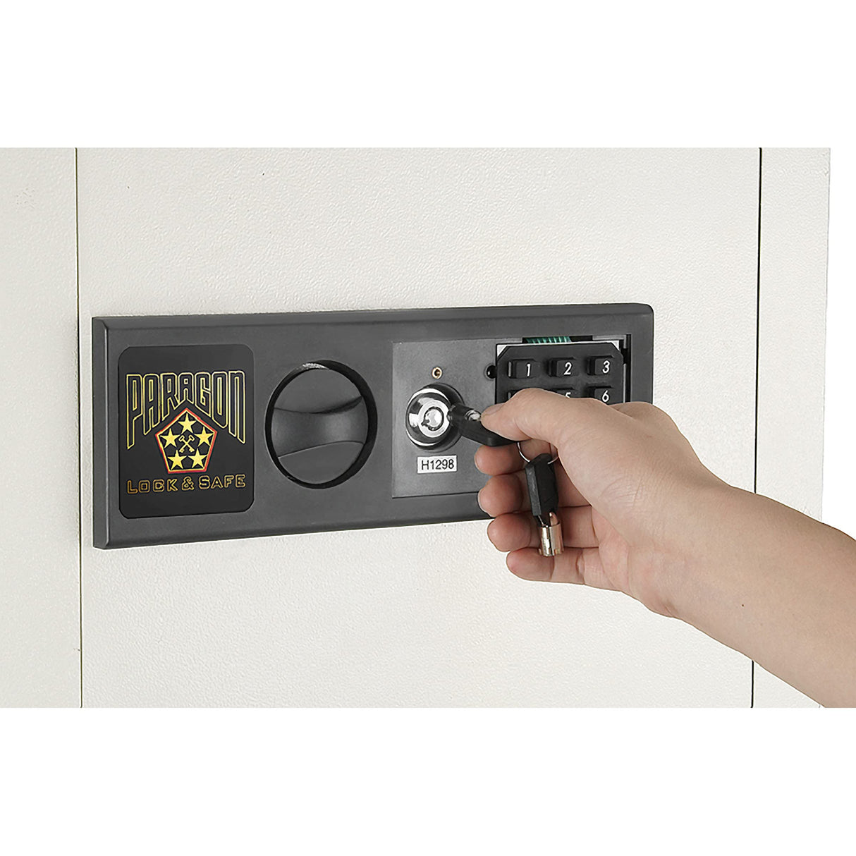 In-Wall Safe - Home or Business Safe with LED Keypad and 2 Manual Override Keys - Protects Cash, Jewelry, Passports, and More by Paragon Safes (Cream) Paragon Lock & Safe