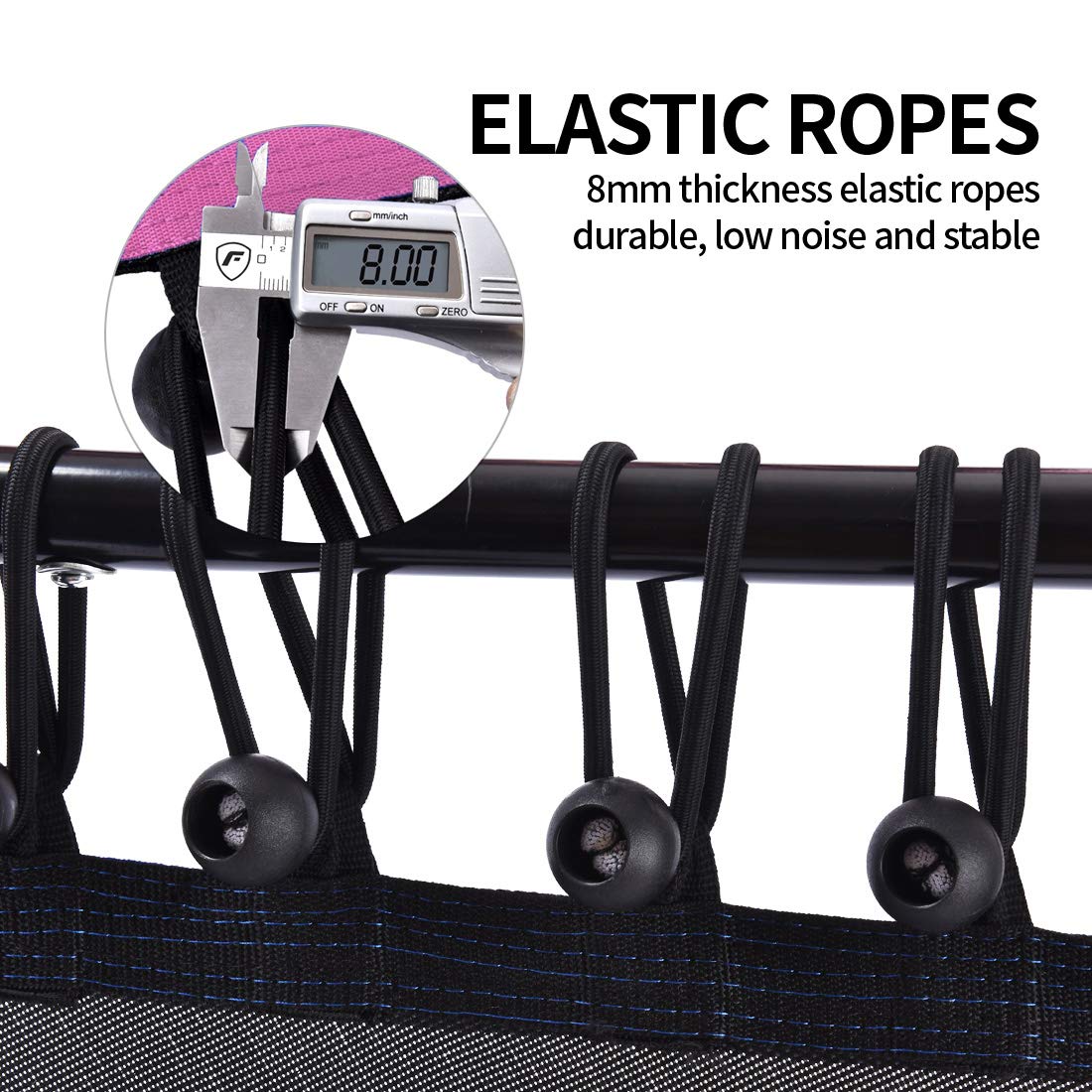 Newan 48'' Fitness Trampoline with Adjustable Handle Bar, Silent Trampoline Bungee Rebounder Jumping Cardio Trainer Workout for Adults - Max Limit 330 lbs NEWAN