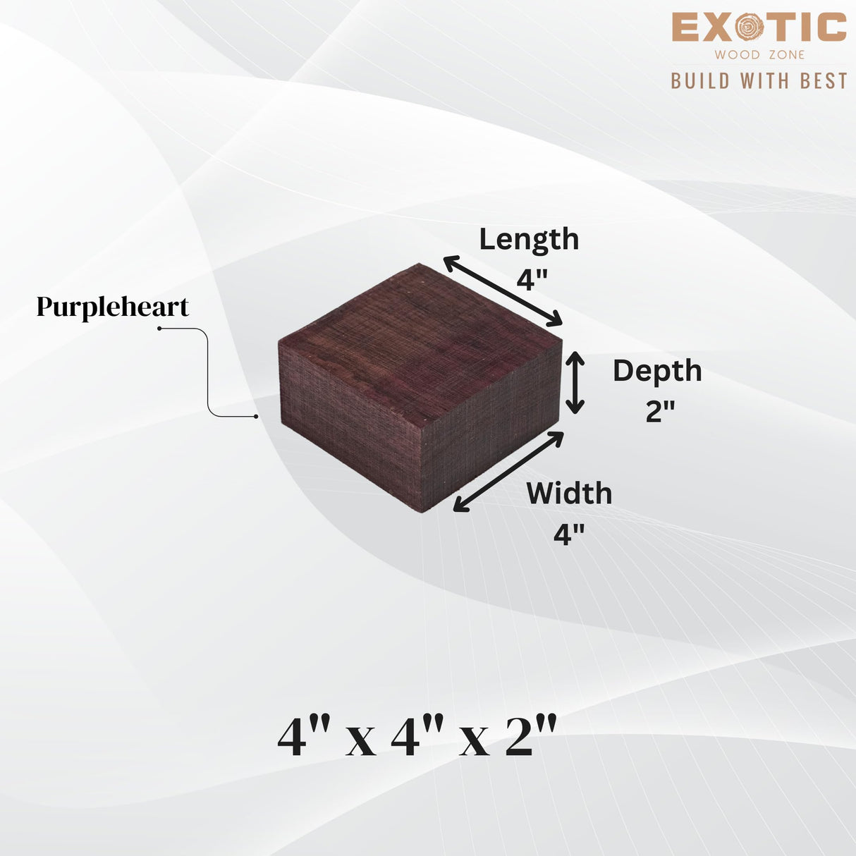 Exotic Wood Zone Purpleheart Unfinished Wood Bowl Blanks (4" x 4" x 2") Exotic Wood Zone