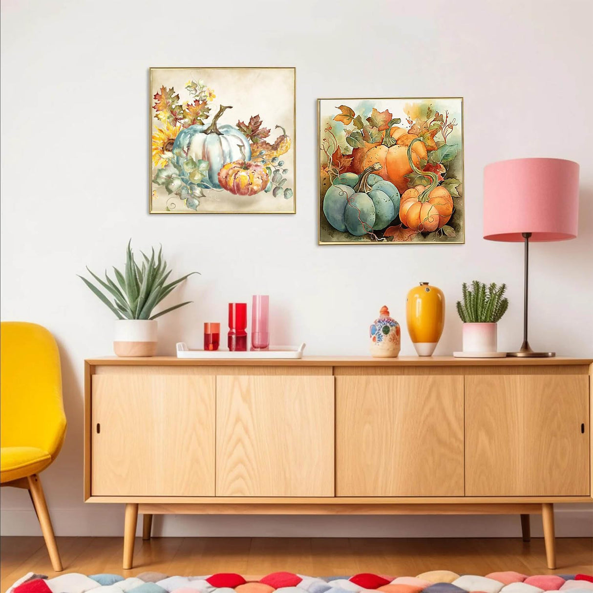 Apcufir Pumpkins Paint by Numbers for Adults Beginners,Fall Paint by Number Kits,DIY Paint by Numbers on Canvas Oil Painting for Home Wall Decor16X16 Inch Apcufir