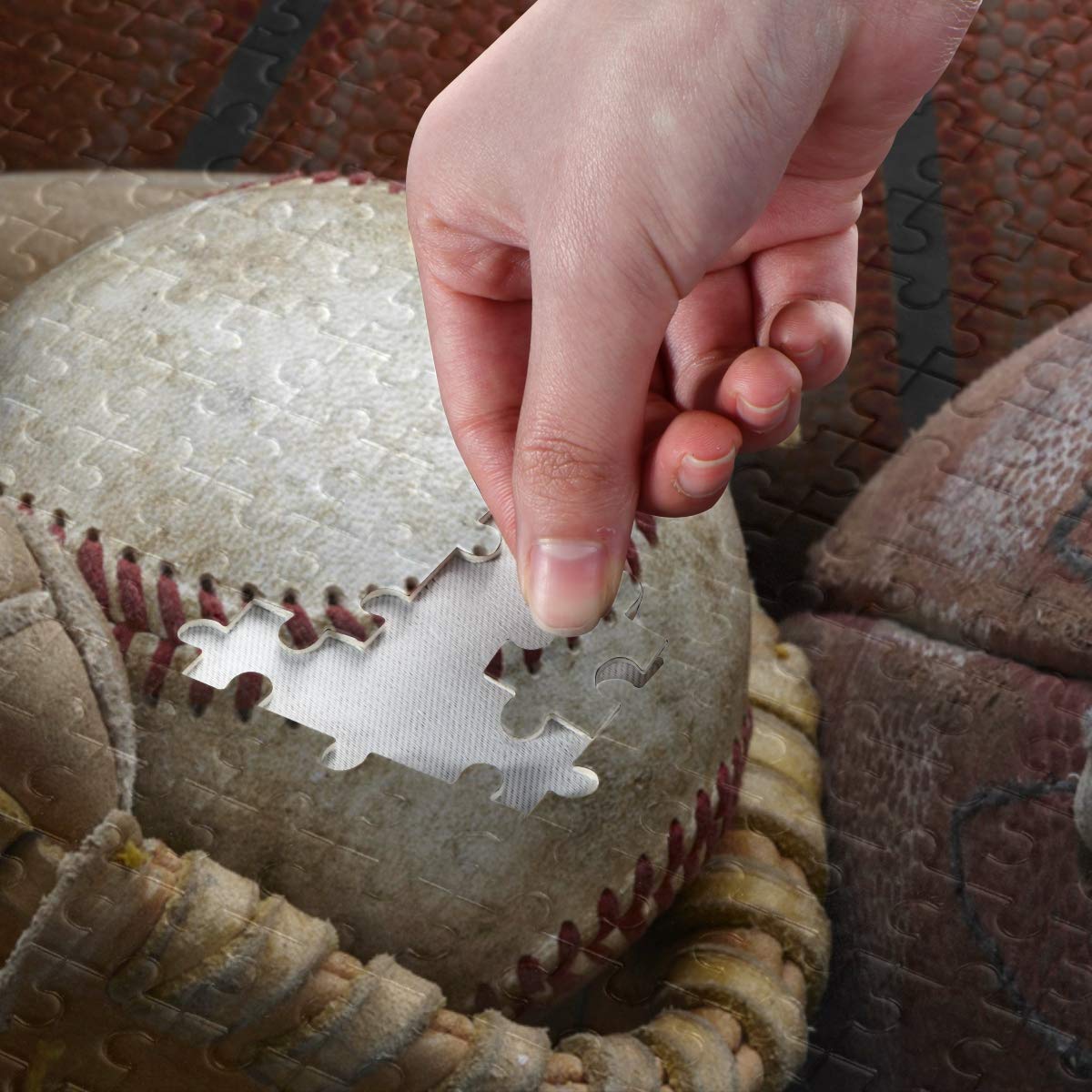 Large Jigsaw Puzzle 1000 Piece Vintage Baseball American Football Basketball Puzzle Toy DIY with Educational Intellectual Fun Family Game Puzzle Art for Adult Kids CanGbay