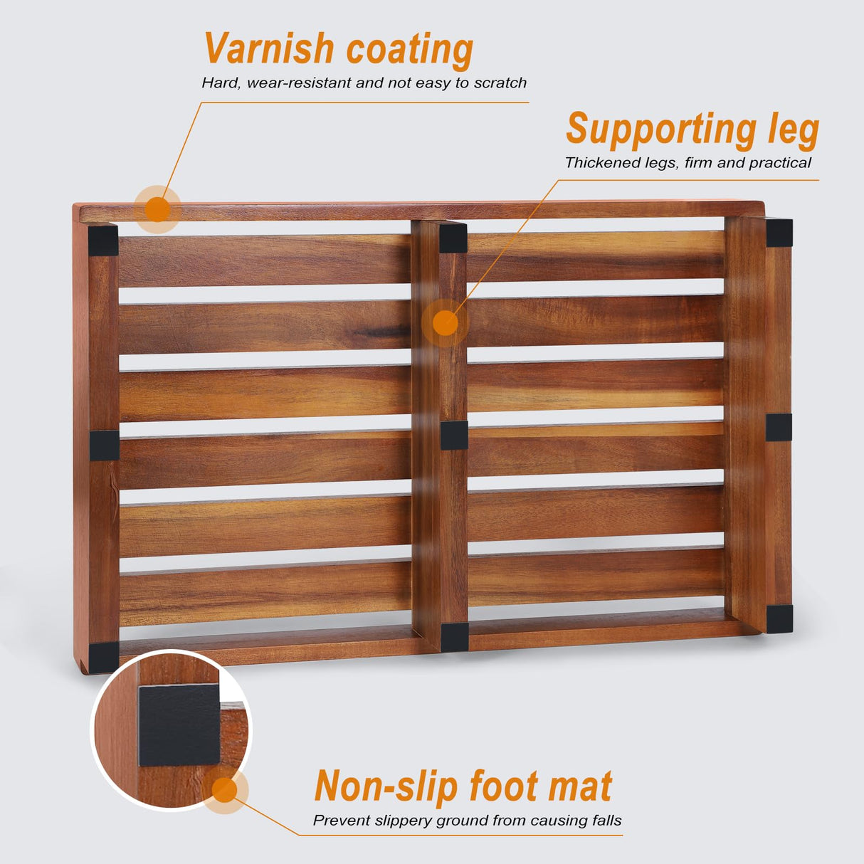 One Step Stool for Elderly and Kids(No Assemble Required)- Acacia Wood 3.5" High Riser Step Stool with Non-Slip Mat, Lightweight Step Stool Supports 450 LBS,Suitable for Indoor and Outdoor, Bathroom Fuilee