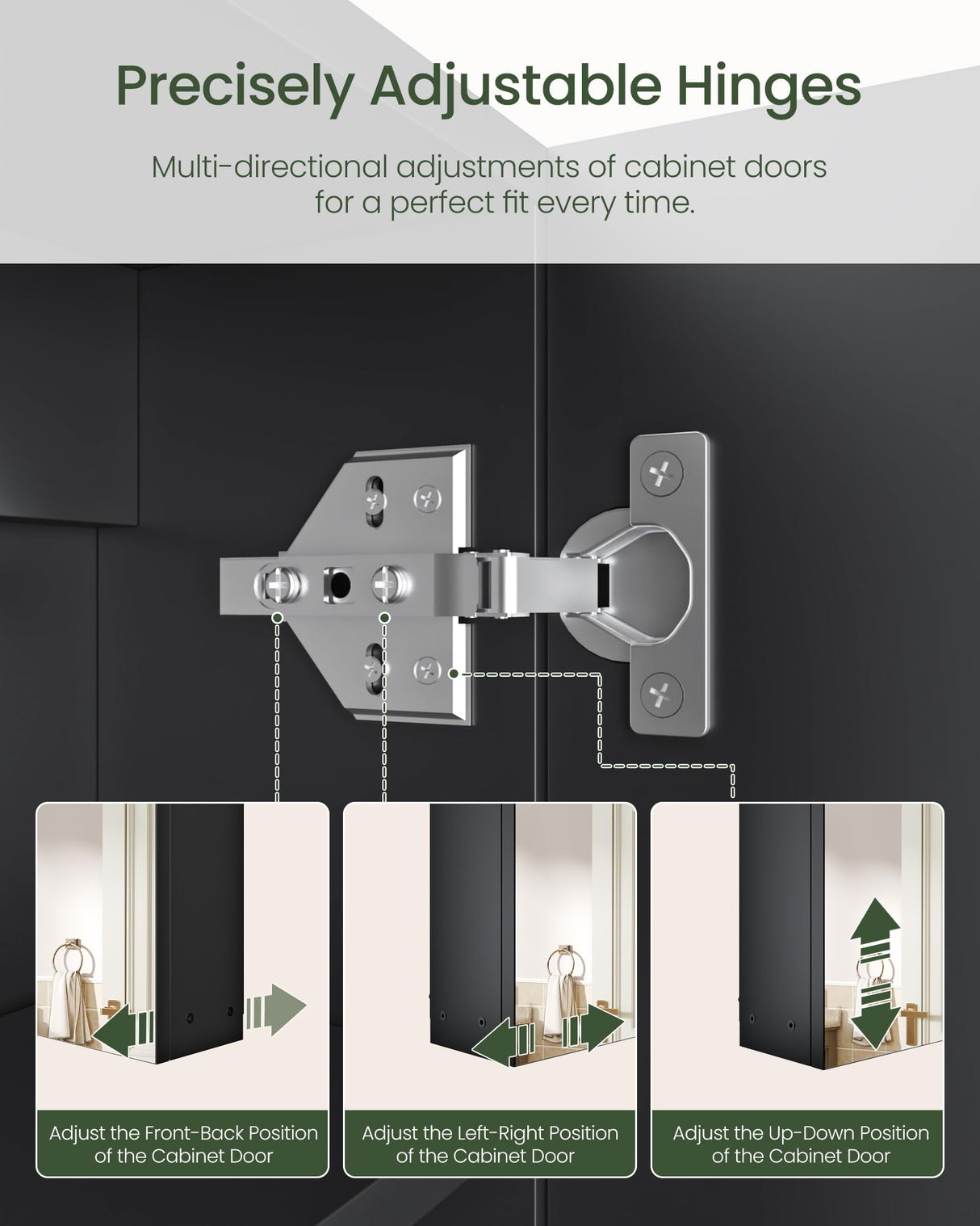 CHOEZON Bathroom Medicine Cabinet, Wall-Mounted Bathroom Vanity with Mirror, Bathroom Medicine Cabinet with Storage Function, Hanging Storage Cabinet, Adjustable Shelves, Black CHOEZON