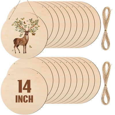 Suzile Blank Wood Rounds Circles for Crafts 14 Inch Unfinished Wooden Signs Crafts Discs for DIY Christmas Home Decor Painting Door Hanger Design