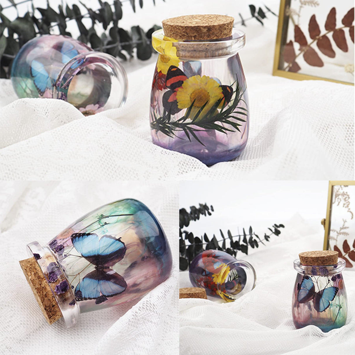 Larcenciel Jar Resin Molds Silicone with 5pcs Cork Lids, Cute Bottle Silicone Molds for Epoxy Resin, DIY Molds for Jar, Storage Bottle, Jewelry Candy Container, Flower Pot, Home Decoration Gifts Larcenciel