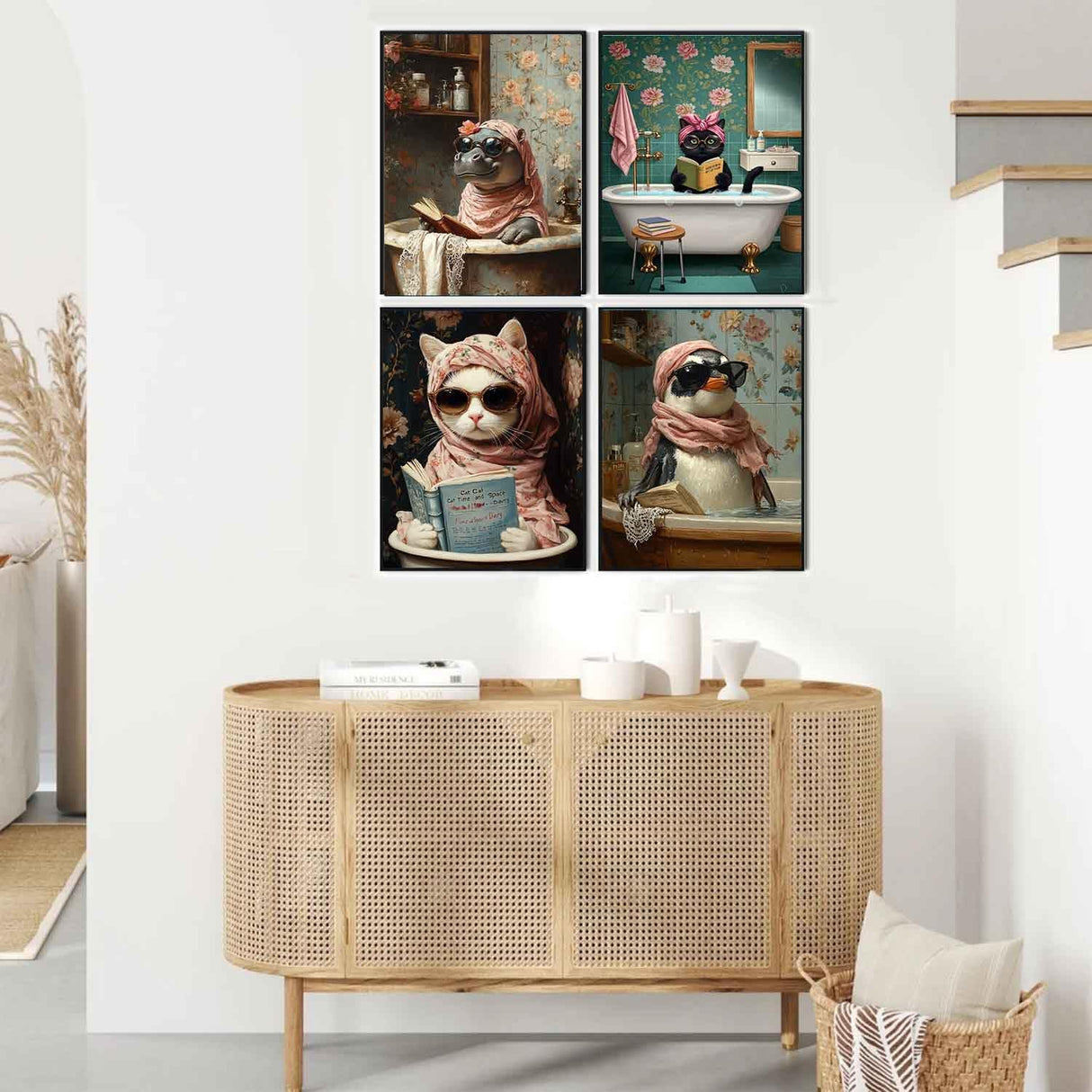 ZXQL 4 Pack Paint by Numbers Kit for Adults, Funny Bathing Animal DIY Adult Paint by Number Kits Pack Beginners Easy Acrylic On Canvas for Painting Home Decor Creative Wall Art 24x30 inches (mm-1) ZXQL