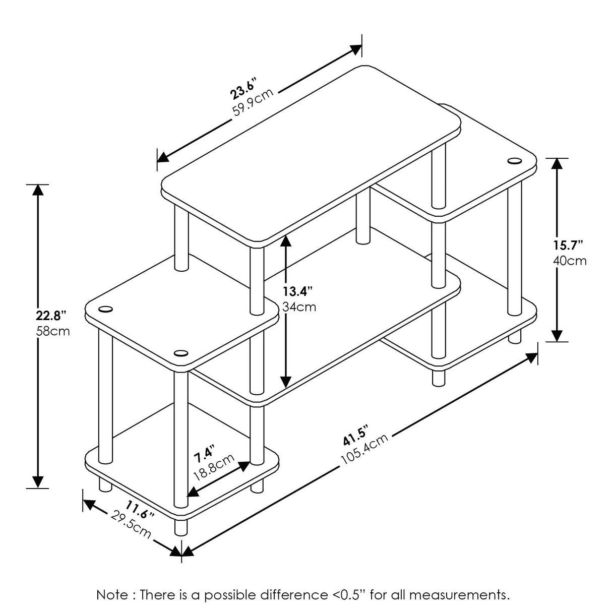 Furinno Turn-N-Tube No Tools Entertainment Center, Round, Square corner, Dark Walnut,11257DWN Furinno