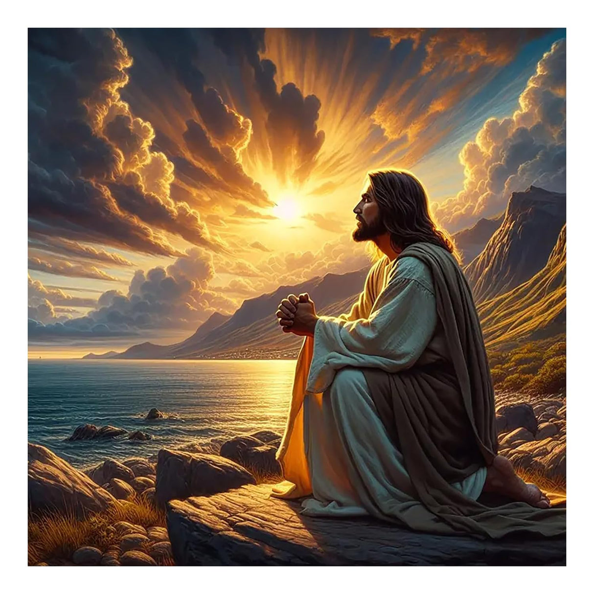 Paint by Numbers Kit for Adults, Jesus Paint by Numbers Kit for Adults Beginners, DIY Acrylic Painting on Canvas for Home Wall Art Decor(16x16Inch Mandun