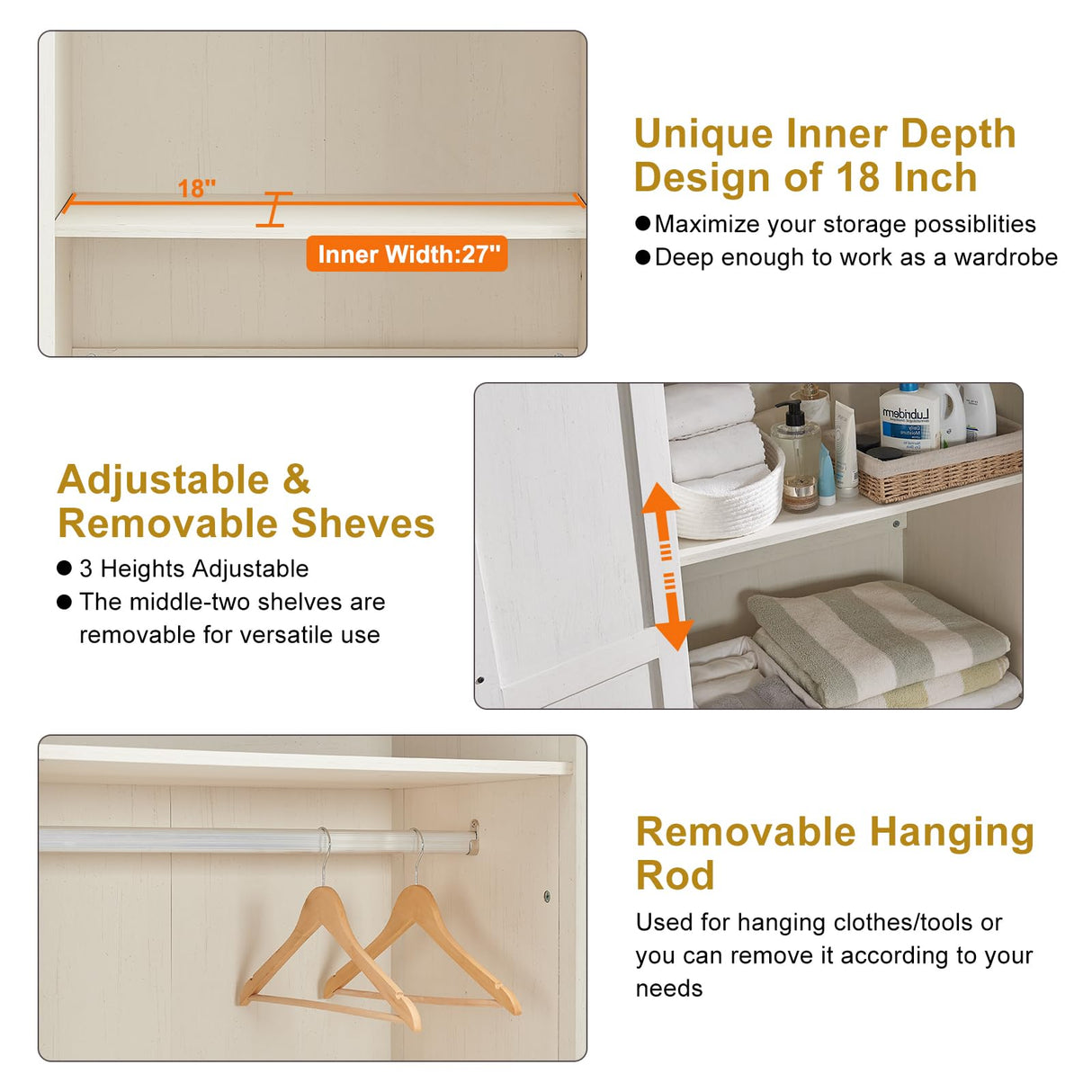 Rustic OKD 32'' Farmhouse Kitchen Pantry Cabinet with Double Barn Doors and Adjustable Shelves OKD