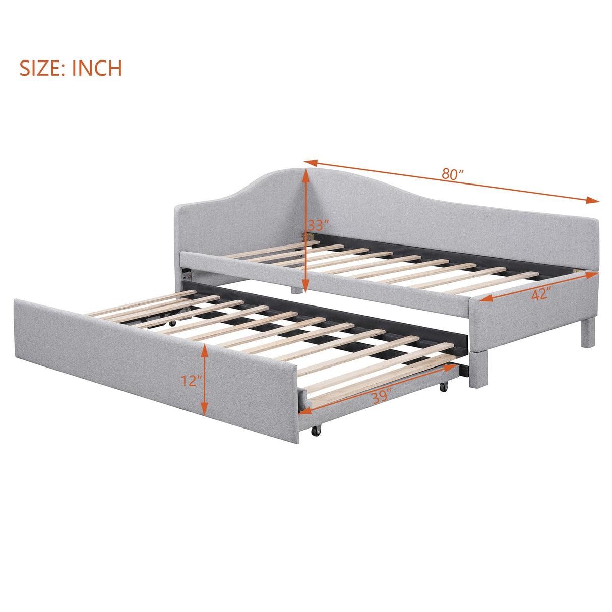 Twin Size Upholstered Daybed with Pop up Trundle,Linen Day Bed Frame with Extendable Trundle,Twin to King Daybed,Tufted Sofa Bed for Bedroom,Living Room,Guest,Gray Bellemave