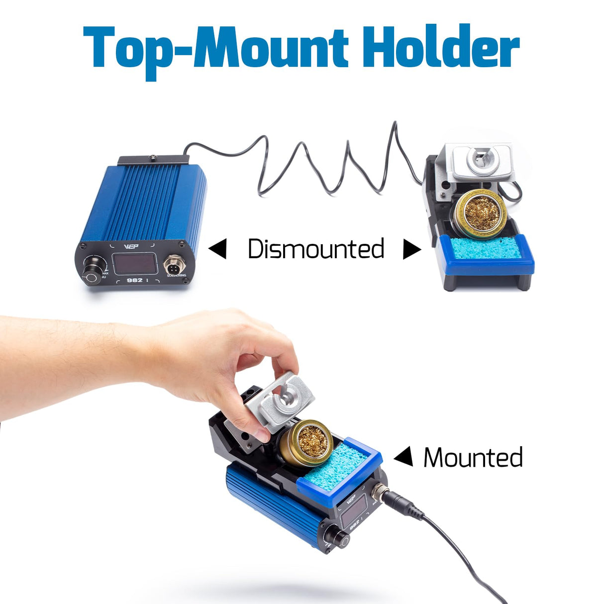 WEP 982-I Precision Soldering Iron Station with Temperature Control, Preset Channels, °C-°F Conversion, Sleep Mode, Automatic Shutdown, Calibration Functions C210 Compatible Soldering Tips WEP