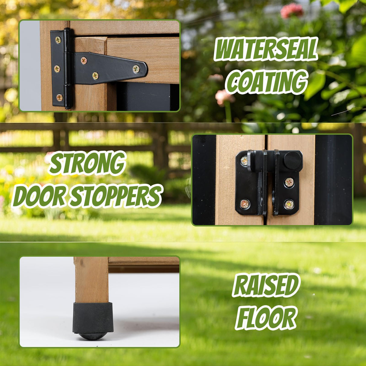 Outdoor Storage Cabinet, Small Wood & Metal Storage Shed with Lockable Doors & Adjustable Shelves, Vertical Outdoor Cabinets for Patio Backyard,Garden Tool Shed and Accessories, Brown Magazoopet