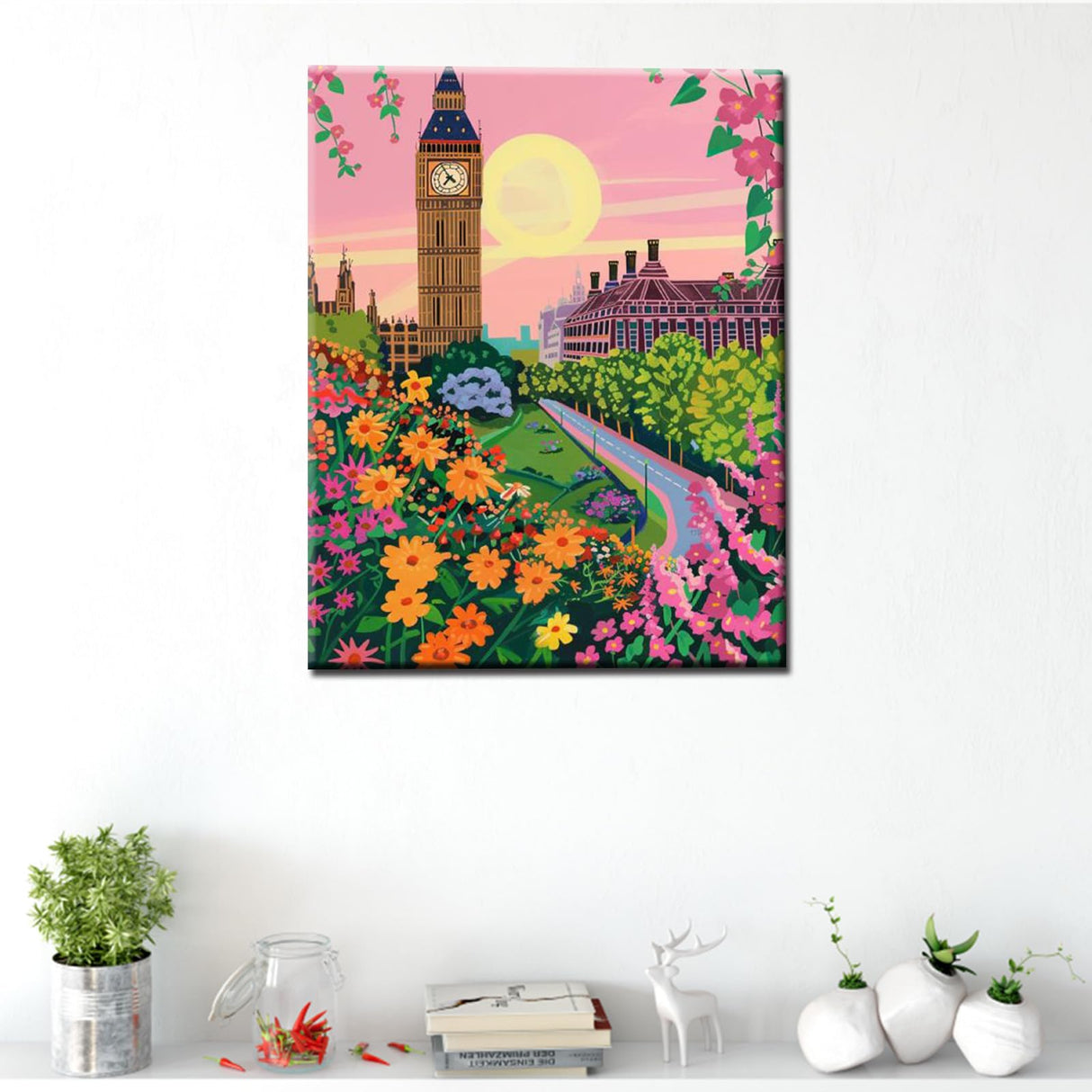 London Big Ben Scenery Oil Painting Paint by Number Kits 16 x 20 inch Canvas Abstract Famous Landscape DIY Oil Painting for Kids Students Adults Beginner with Brushes Acrylic Pigment(without Frame) Tucocoo