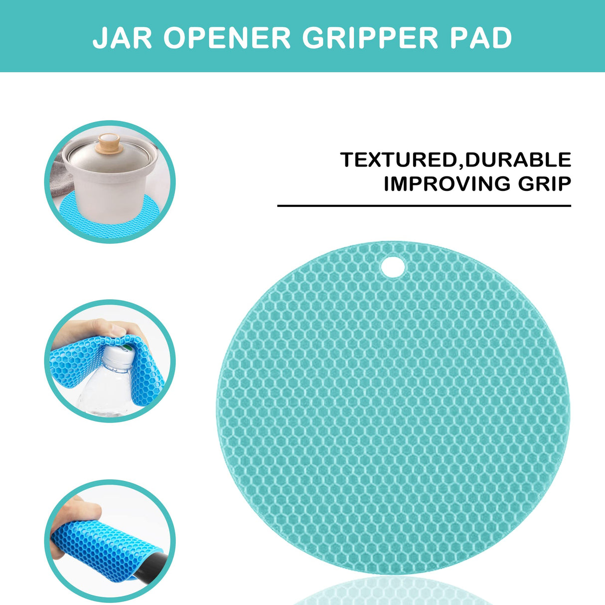 Jar Opener for Weak Hands, Seniors with Arthritis, 5 in 1 Multi Function Bottle Opener Lid Opener For Arthritic Hands with Non Slip Rubber Jar opener Gripper Pad HUMANFUN