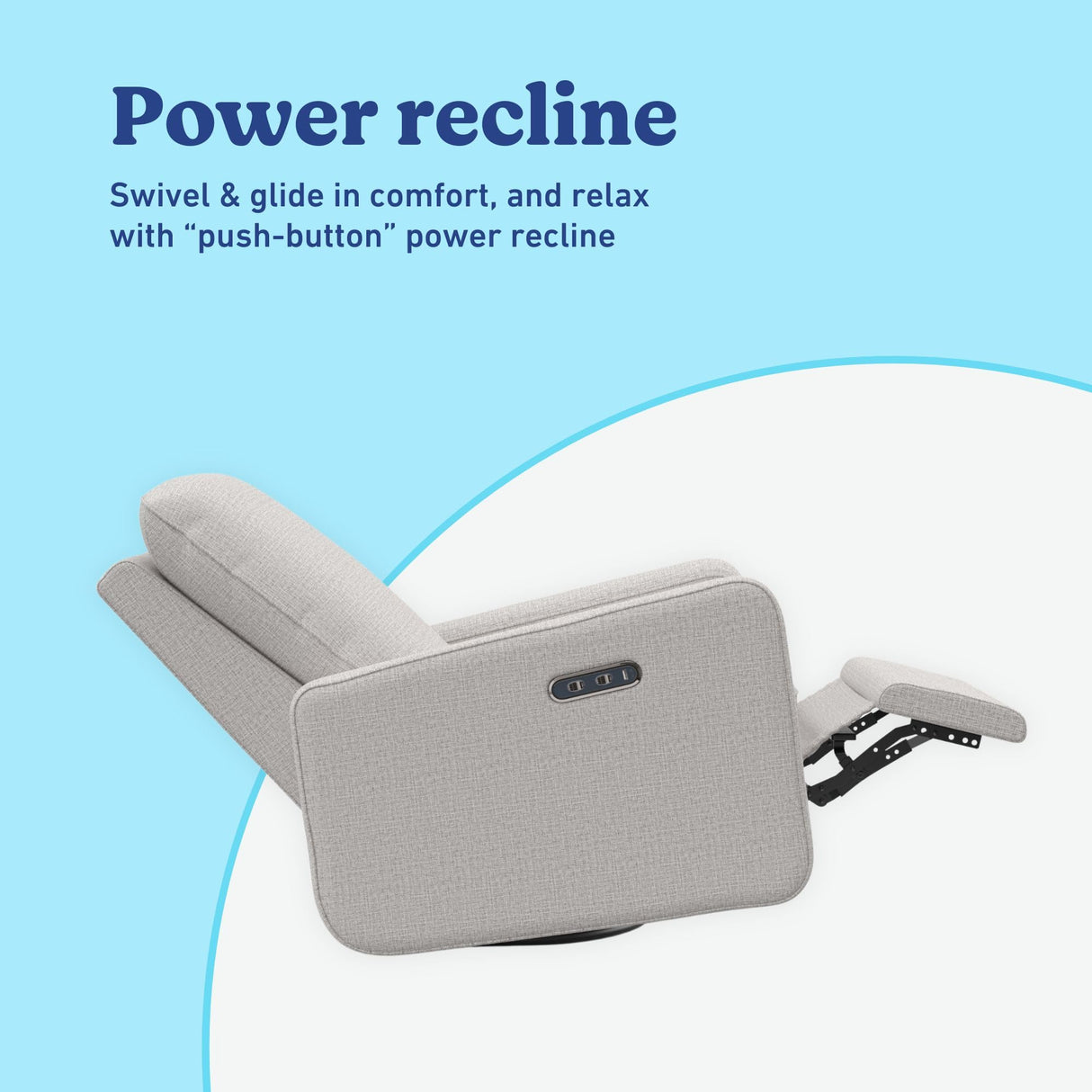 Graco Teddi Power Recliner Swivel Glider (Steel Basketweave) – Electronic Power Recline, USB-A & USB-C Charger, Premium Cushioning & Comfort Graco