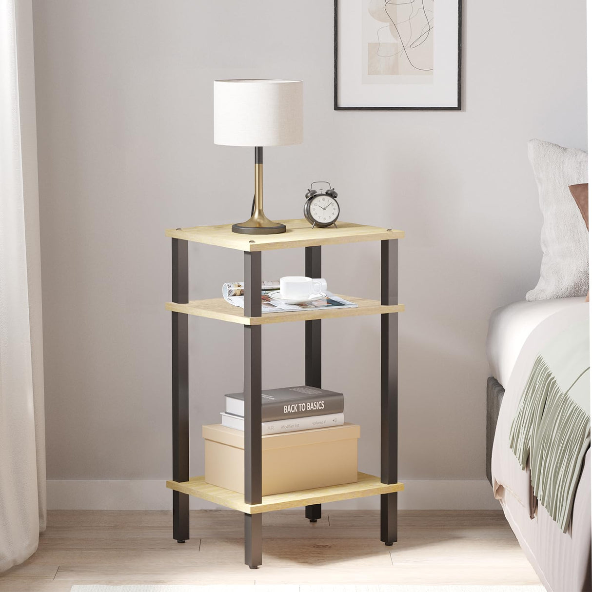 TUTOTAK Set of 2 End Table, Side Table, Nightstand, 3-Tier Storage Shelf, Couch Table for Small Space TB01BO0492 TUTOTAK