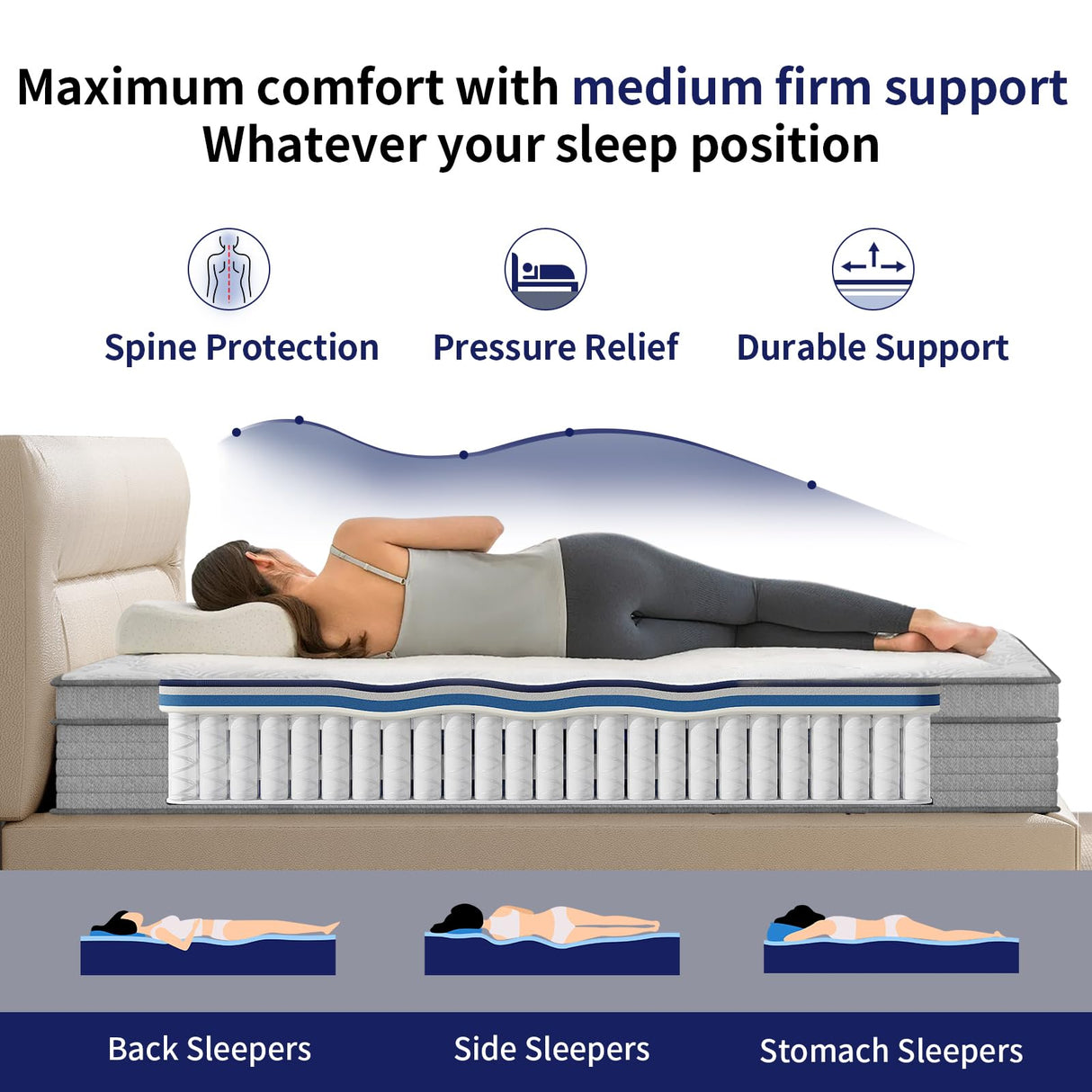 MSJh Twin Mattress 14 Inch,Memory Foam Mattress with Pocket Spring, Soft & Comfortable Medium Firm, Motion Isolation, Pressure Relief, CertiPUR-US Certified (75"*39"*14") MSJh