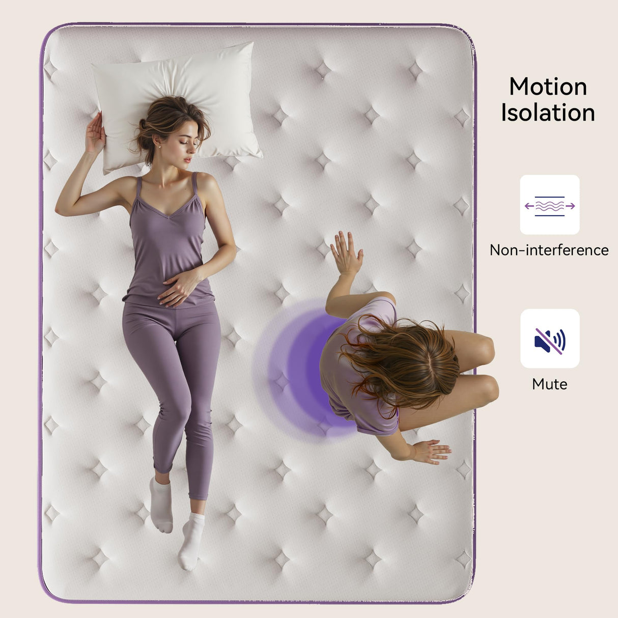 12 Inch Queen Mattress in a Box, Purple Hybrid Mattress with Gel Memory Foam and Pocket Springs for Motion Isolation, Pressure Relief & Cool Sleep, Medium Firm, CertiPUR-US Certified Nelaukoko