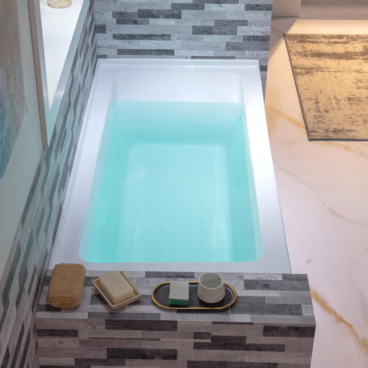 WOODBRIDGE 60" Acrylic Rectangular Alcove Soaking Bathtub in White with Left Drain, Brushed Nickel pop-up Drain Included, LB428-L WOODBRIDGE