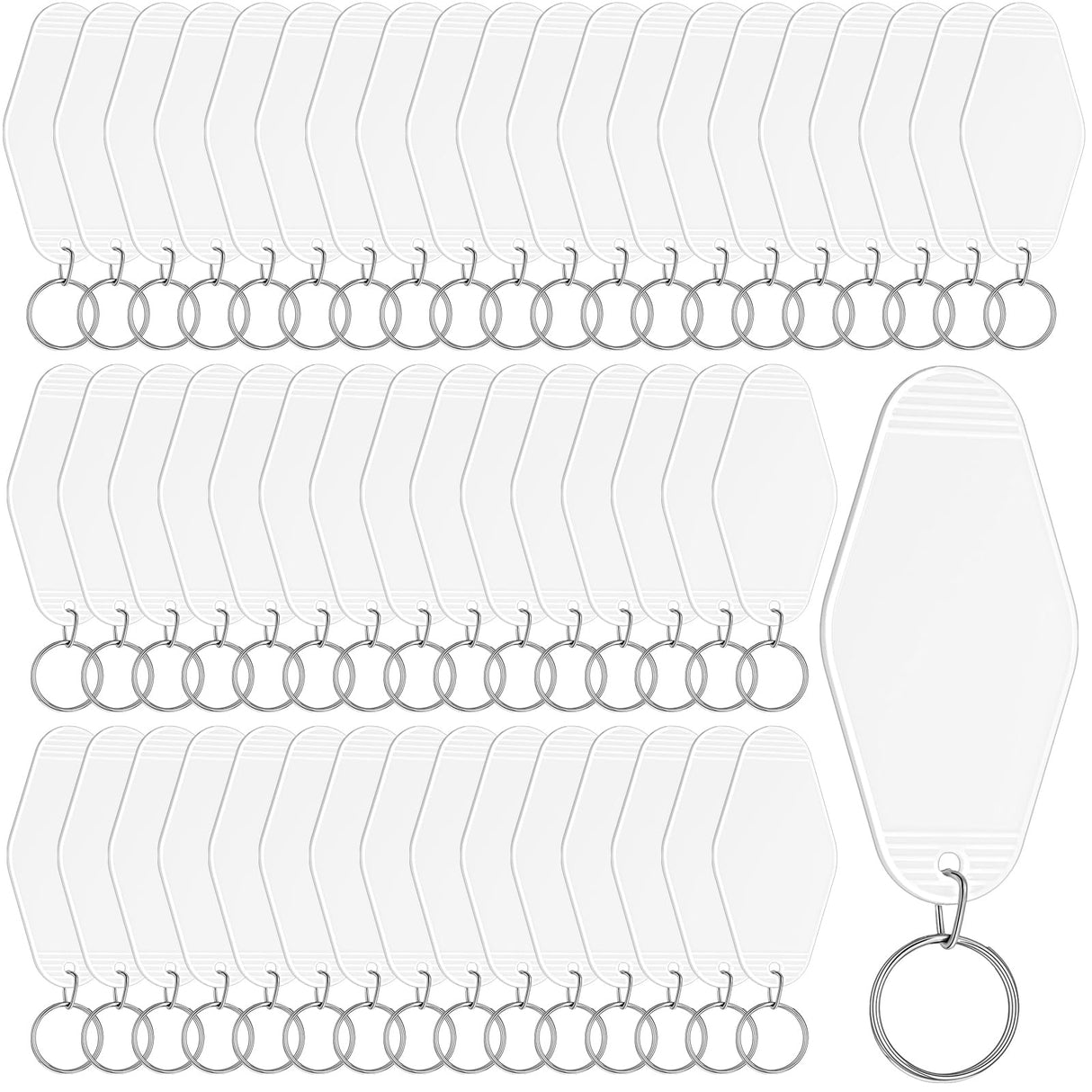 Pinkunn 50 Pcs Motel Keychain Blank Hotel Keychain Sublimation Vintage Keychain Bulk for DIY Crafts Ornament (White) Pinkunn